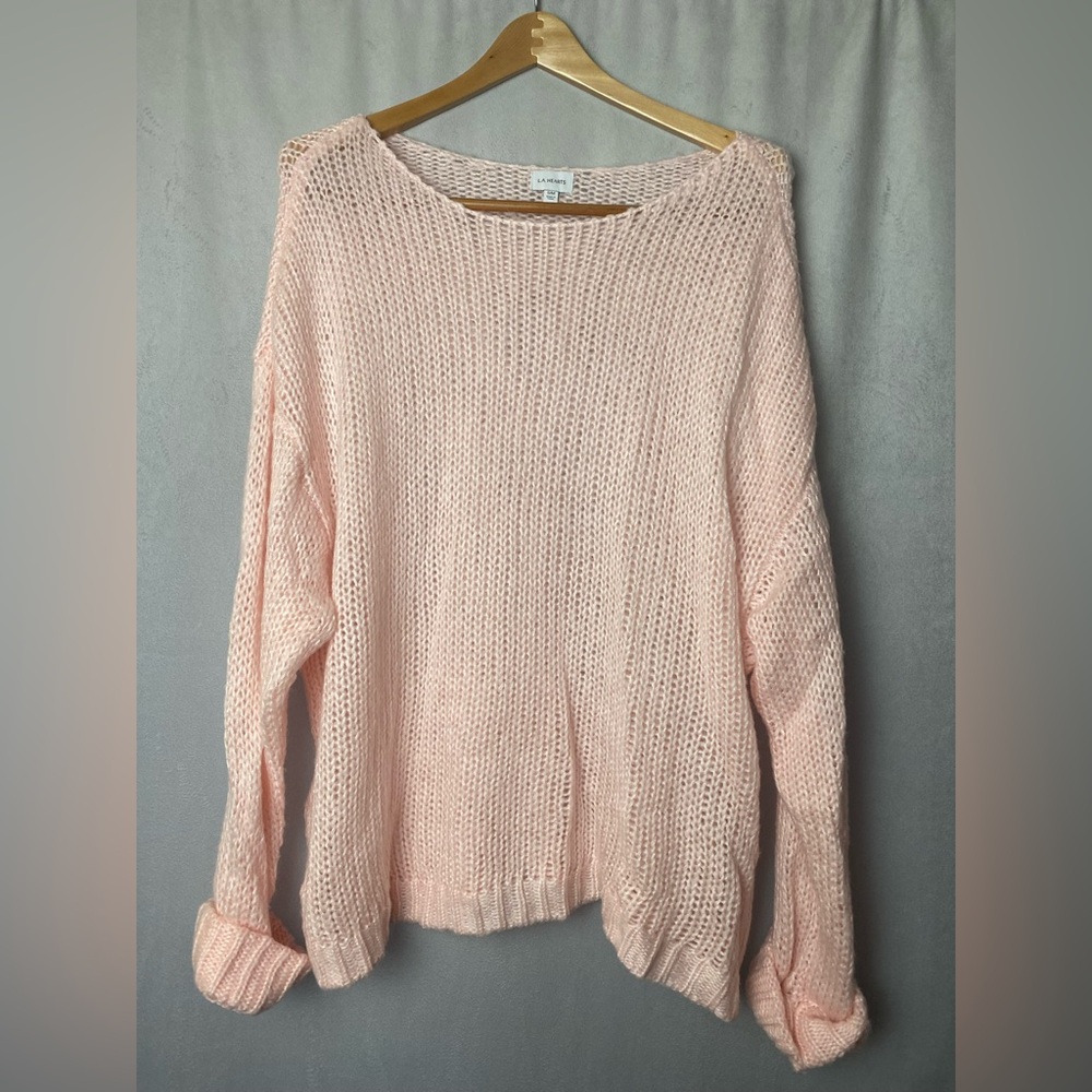 La Hearts balletcore Light Pink Knit Fall College School Sweater s/m pac sun